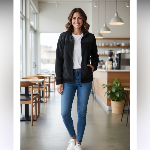 Athletic Works Jackets & Blazers - Athletic Works Black Bomber Jacket Sleek Versatile Design​